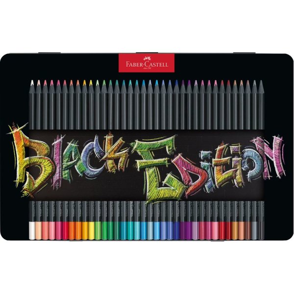 FABER-CASTELL Dreikant-Buntstifte Black Edition, 36er Etui