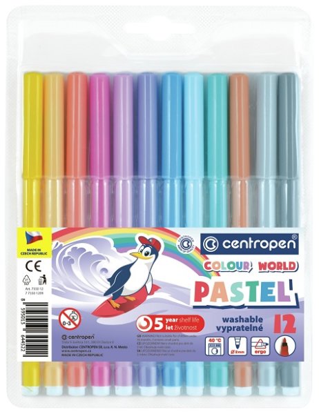 Centropen Color World fixky Pastelové 12 farieb