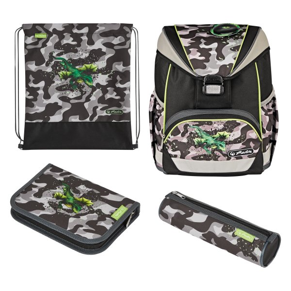 herlitz Schulranzen UltraLight Plus "Camo Dragon" 4-teilig