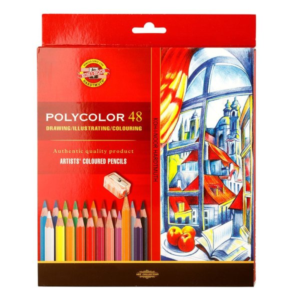 KOH-I-NOOR POLYCOLOR Künster-Buntstifte 48er Set + 2 Graphitstifte + Spitzer