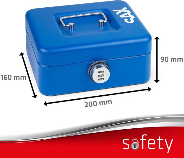 SAX Geldkassette M 20 x 16 x 9 blau mit Zahlenschloss 0-822-14 - jawo,  22,99 €