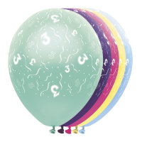 Folat Ballon 30 cm 5 Stück - Happy Birthday 3....