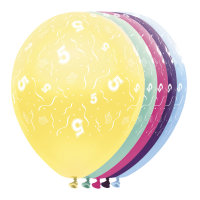 Folat Ballon 30 cm 5 Stück - Happy Birthday 5....