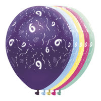 Folat Ballon 30 cm 5 Stück - Happy Birthday 6....