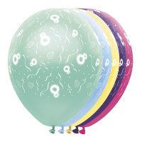 Folat Ballon 30 cm 5 Stück - Happy Birthday 8....
