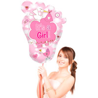 Folat Babyfuß „It‘s a Girl!“ Ballon Geburt - 46x70cm