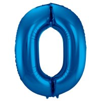 Folat Blauer Folienballon Ziffer / Zahl 0 - 86 cm