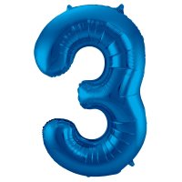 Folat Blauer Folienballon Ziffer / Zahl 3 - 86 cm