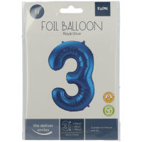 Folat Blauer Folienballon Ziffer / Zahl 3 - 86 cm