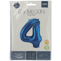 Folat Blauer Folienballon Ziffer / Zahl 4 - 86 cm