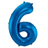 Folat Blauer Folienballon Ziffer / Zahl 6 - 86 cm