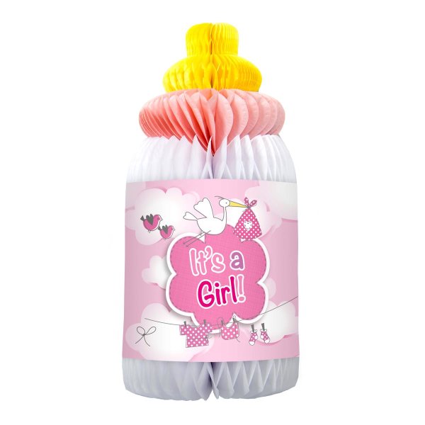 Folat Babyflasche Mädchen Wabenfächer Papierdeko