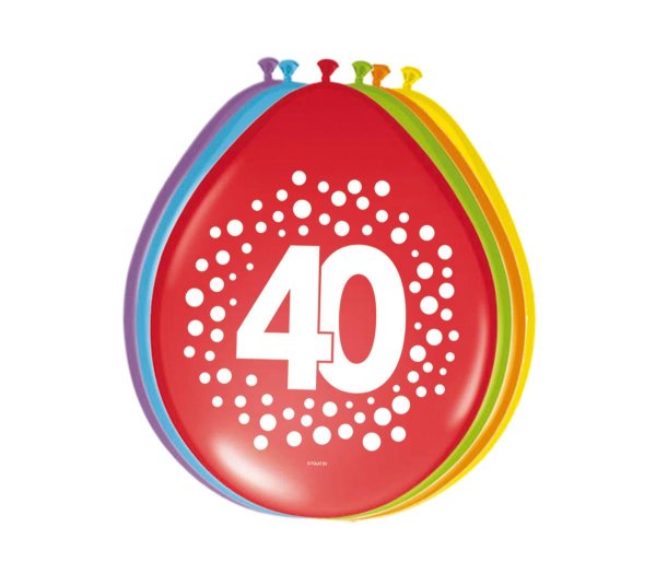 Folat 40. Geburtstag Ballons Happy Bday Dots 30 cm - 8 Stück