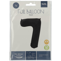 Folat Folienballon Ziffer / Zahl 7 Schwarz Metallic Matt...