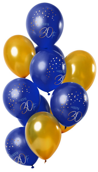 Folat Ballons Elegant True Blue 30 Jahre 33cm - 12 Stück