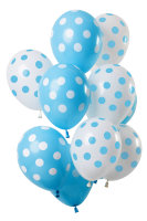 Folat Ballons Punktmuster Blau-Weiß 33cm - 12...