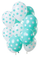 Folat Ballons Punktmuster Minzgrün-Weiß 30cm -...