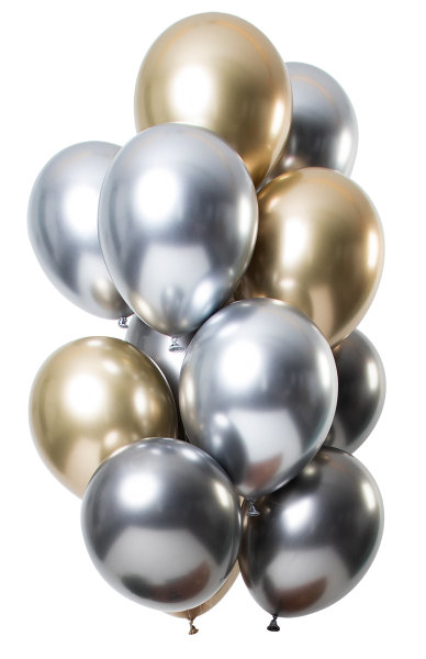 Folat Ballons Mirror Effect Onyx 33cm - 12 Stück