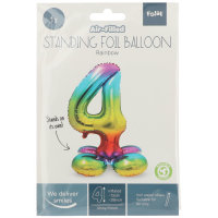 Folat Stehender Folienballon Ziffer / Zahl 4 Rainbow - 72 cm