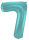 Folat Folienballon Ziffer / Zahl 7 Pastell Aqua Metallic Matt - 86 cm