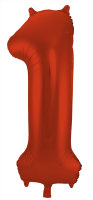 Folat Folienballon Ziffer / Zahl 1 Rot Metallic Matt - 86 cm