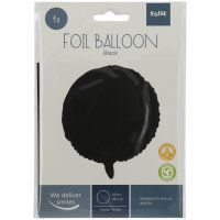 Folat Folienballon Rund Schwarz Metallic Matt - 45 cm