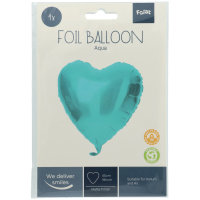 Folat Folienballon Herzförmig Pastell Aqua Metallic Matt - 45 cm