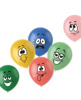 Folat Ballon 33 cm 6 Stück - Funny Faces Retro