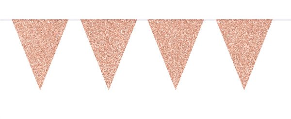 Folat Wimpelkette Glamour Glitzer Roségold - 6 Meter