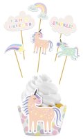 Folat Cupcake Deko-Set Unicorns & Rainbows - 12-teilig