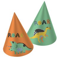 Folat Partyhüte Papier Dino Roars - 6 Stück