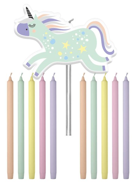 Folat Kerzen Unicorns & Rainbows 10cm - 11 Stück