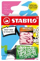 Textmarker - STABILO BOSS MINI by Snooze One - 3er Pack - grün, pink, orange