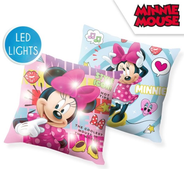 Dekokissen Polyester 40 x 40 cm mit LED "Minnie Mouse"