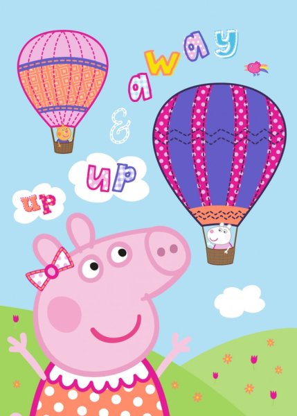 Kuscheldecke / Fleecedecke 100 x 140 cm Peppa Pig up up & away