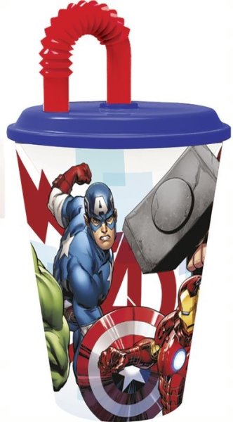 Trinkbecher mit Trinkhalm 430ml "Avengers"