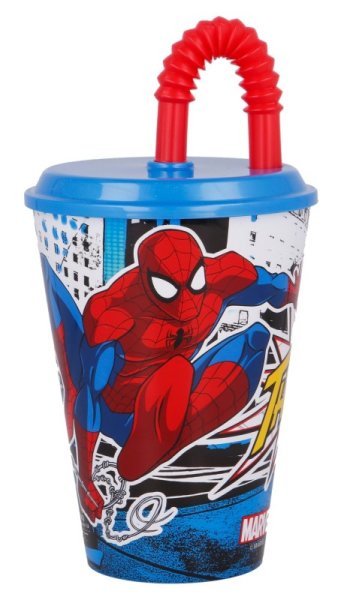 Trinkbecher mit Trinkhalm 430ml "Spiderman"