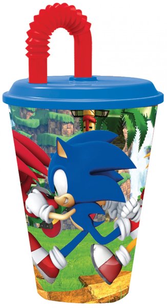 Trinkbecher mit Trinkhalm 430ml "Sonic the Hedgehog"