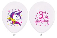 Ballon 30 cm 5 Stück - Happy Birthday Einhorn 3....