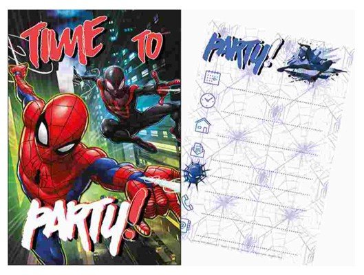 Einladungskarten 5-teilig "Spiderman" Time to Party