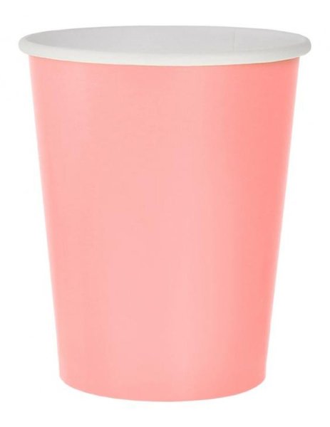 Party Pappbecher 270 ml 14 Stück uni Solid Pink