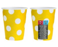 Party Pappbecher 270 ml 6 Stück Dots Yellow