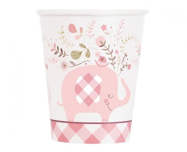 Party Pappbecher 266 ml 8 Stück Pink Elefant