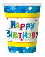 Party Pappbecher 270 ml 6 Stück Happy Birthday