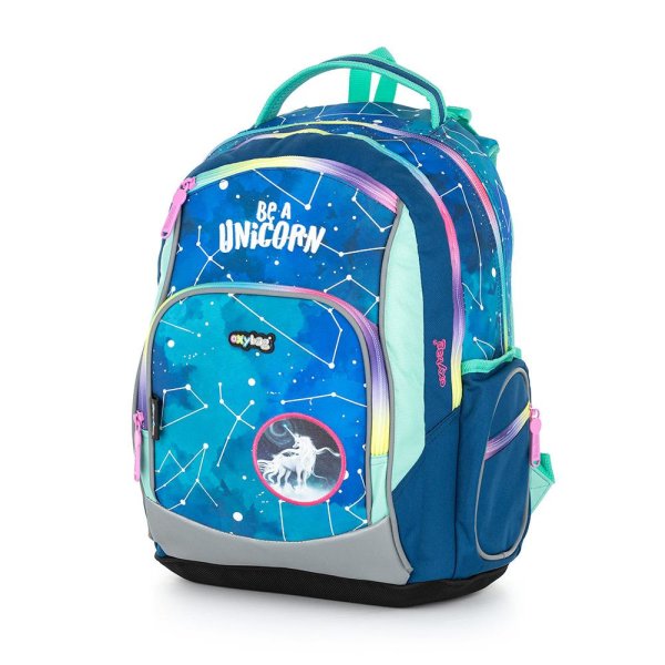 oxybag Školský batoh OXY GO - trojdielna sada - pre školákov na prvom až štvrtom stupni od výšky 125cm - Unicorn pattern