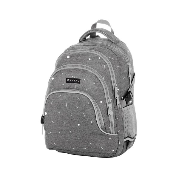 oxybag Školský batoh - pre študentov a žiakov - OXY SCOOLER - Grey geometric