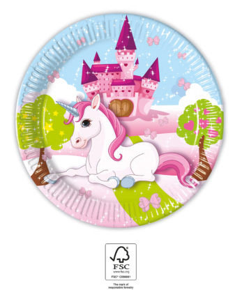 Party Pappteller 19,5 cm 8 Stück "Unicorn" Castle