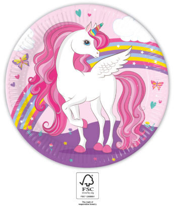 Party Pappteller 23 cm 8 Stück "Unicorn" Rainbow