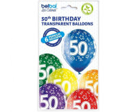 Ballon 30 cm 6 Stück - Happy Birthday 50. Geburtstag...