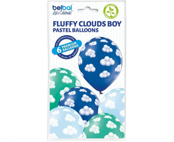 Ballon 30 cm 6 Stück - Fluffy Clouds Boys